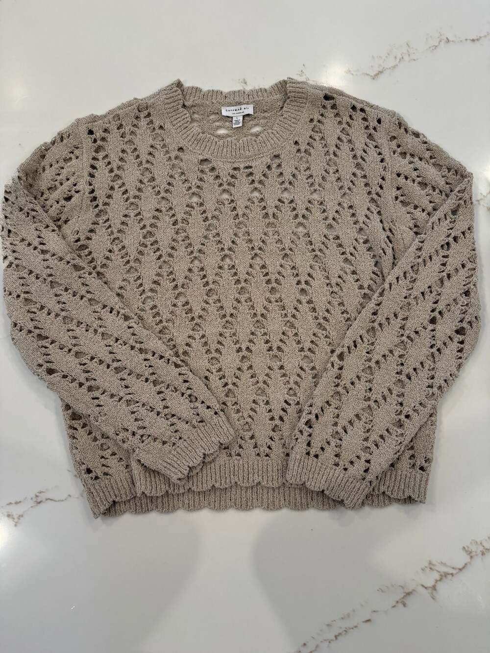 Current Air Los Angeles Diamond Pattern Open Knit Pointelle Sweater